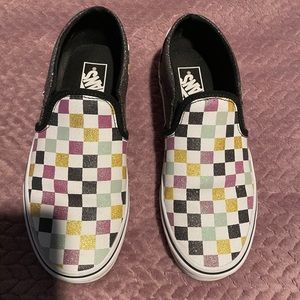 Van’s Asher slip on Checkerboard glitter